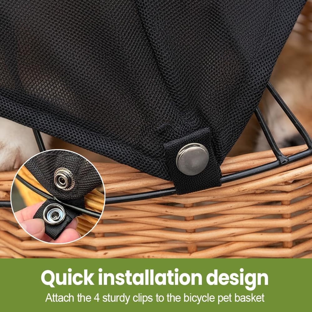 Bike Basket Sunshade for Dogs Cats, Quick Install Pet Canopy Cover, Breathable Mesh Anti Overheating Cooling Shade for Small Medium Pets Puppy Kitten Rabbit