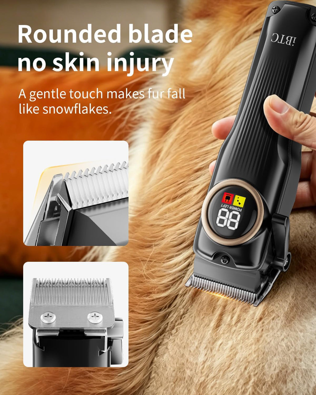 iBTC Professional Dog Grooming Clippers Kit, Low Noise Cordless Rechargeable Pet Hair Trimmer with Paw Trimmer & Nail Grinder, Heavy Duty Grooming Tools for Thick Fur Small Medium Large Dogs Cats