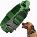 Tactical Dog Collar, Adjustable Military Training Nylon Dog Collar with Control Handle and Heavy Quick-Release Metal Buckle for Small Medium Large Dogs, Emerald Green L