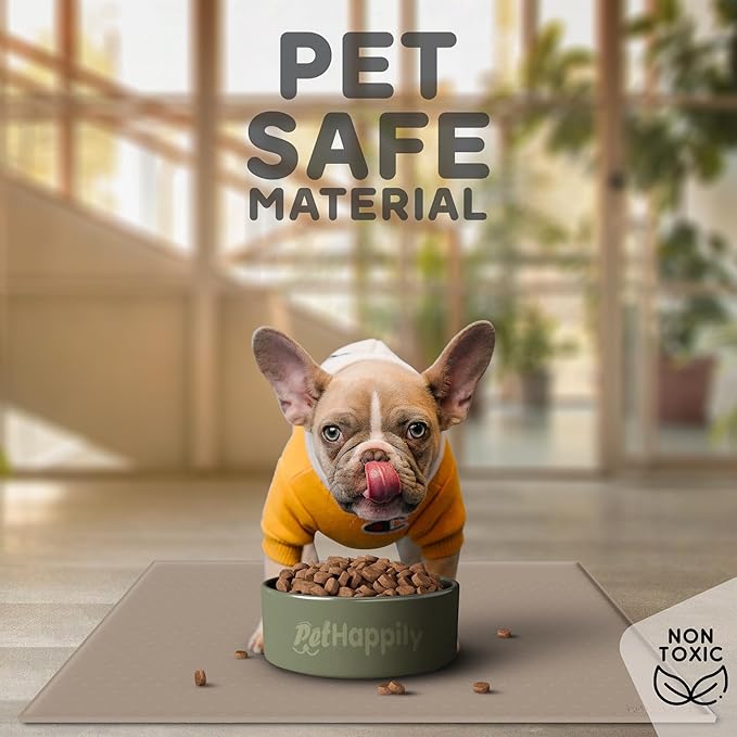 Dog Food Mat - Raised Edges Dogs Mat for Food and Water Prevent Spill, Waterproof Cat Food Mats Protect Floors, Easy Clean Dog Bowl Mats for Food and Water, Silicone Pet Food Tray