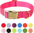 Nylon Dog Collar - Adjustable Rose Red Soft Webbing Dog Collars for Small Medium Large Dogs Boy Girl Puppy Collar with Safety Metal Buckle M
