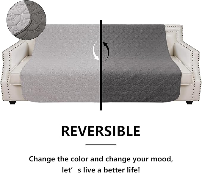 Waterproof Dog Blanket, 30x53 inches Small Pet Couch Covers for Sofa, Chair Bed Furniture Protector from Dogs Washable and Reversible-Lightgrey+Darkgrey