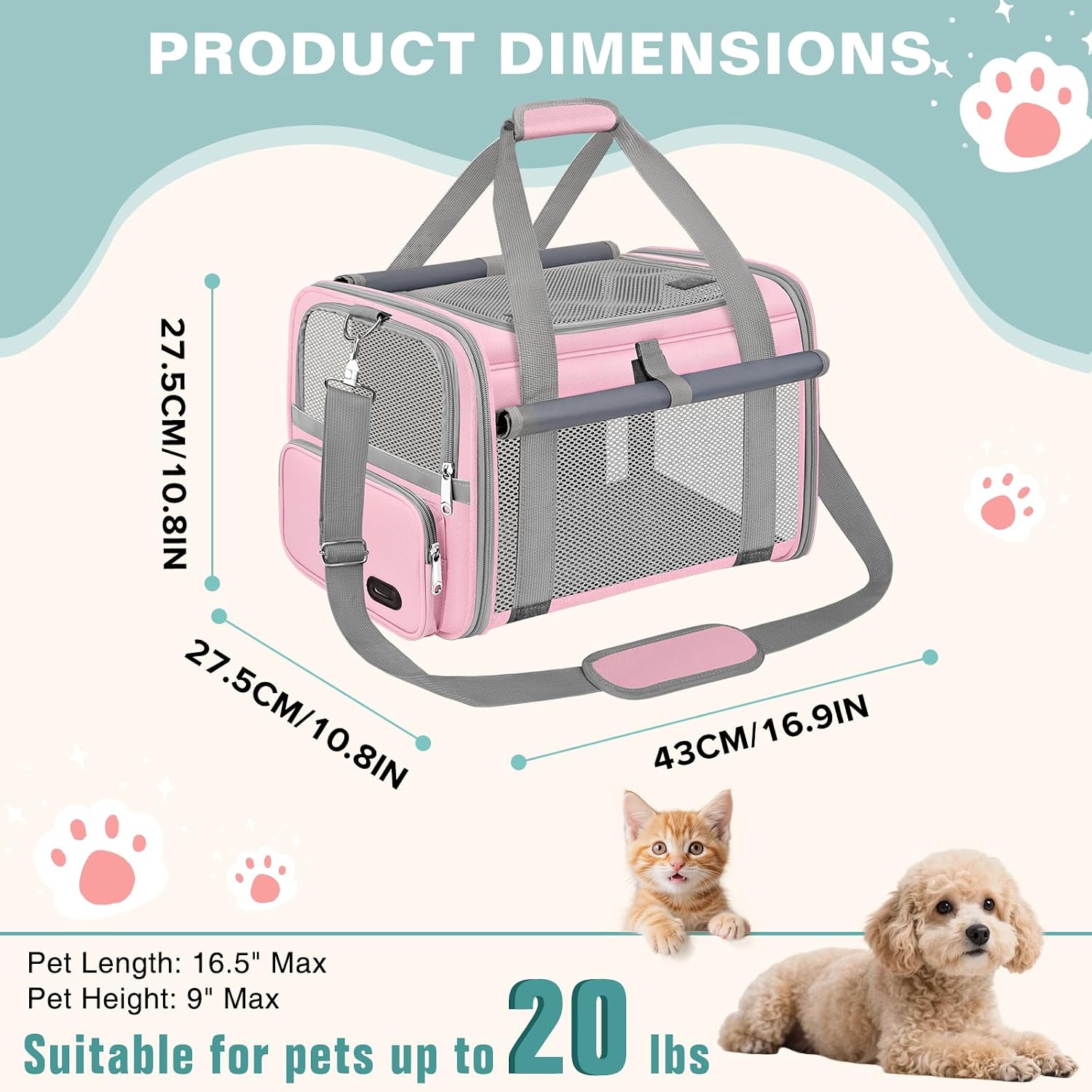 Cat Carrier Top Load, Privacy Curtains Soft Pet Travel Bag Airline Approved | Collapsible Soft-Sided Cat/Dog/Pet Carrier for Small Cats Dogs Puppy Under 16 lb, Washable Kitten Mesh Cage (16.9x10.8x10.8)