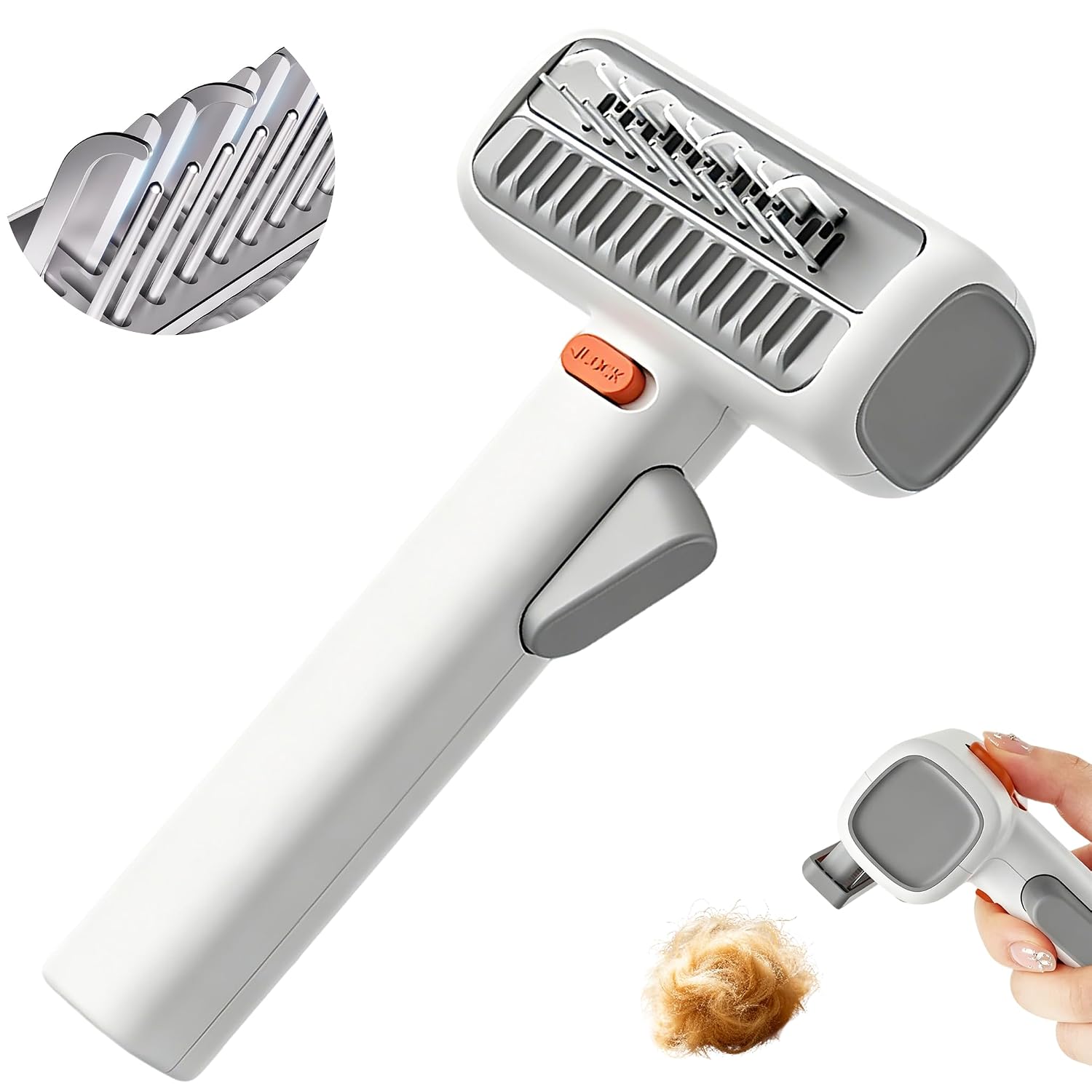 2-in-1 Pet Dematting Comb & Undercoat Rake, Self-Cleaning Deshedding Brush for Dogs & Cats, Safely Removes Mats, Tangles and Loose Fur for Long or Short Hair(White)