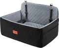 HEGGCOOE Dog Car Seat for Medium/Large Dogs, Pet Booster Seat for Up to 55 lbs or 2 Small Dogs, Detachable & Washable Dog Car Bed for Backseat with 2 Safety Leashes (Black/Grey)