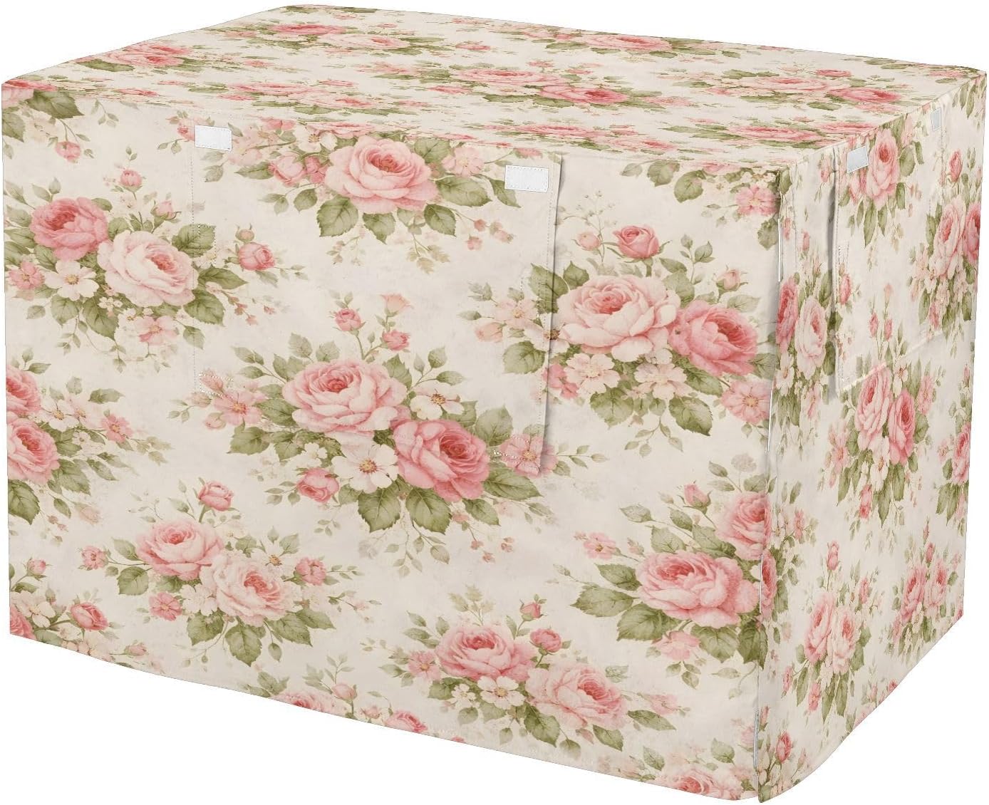 Shabby Chic Flowers Dog Crate Cover 600D Oxford Heavy Duty Kennel Cover Mesh Window Soundproof Waterproof Sunshade Universal Fit for 48 inches Wire Cage
