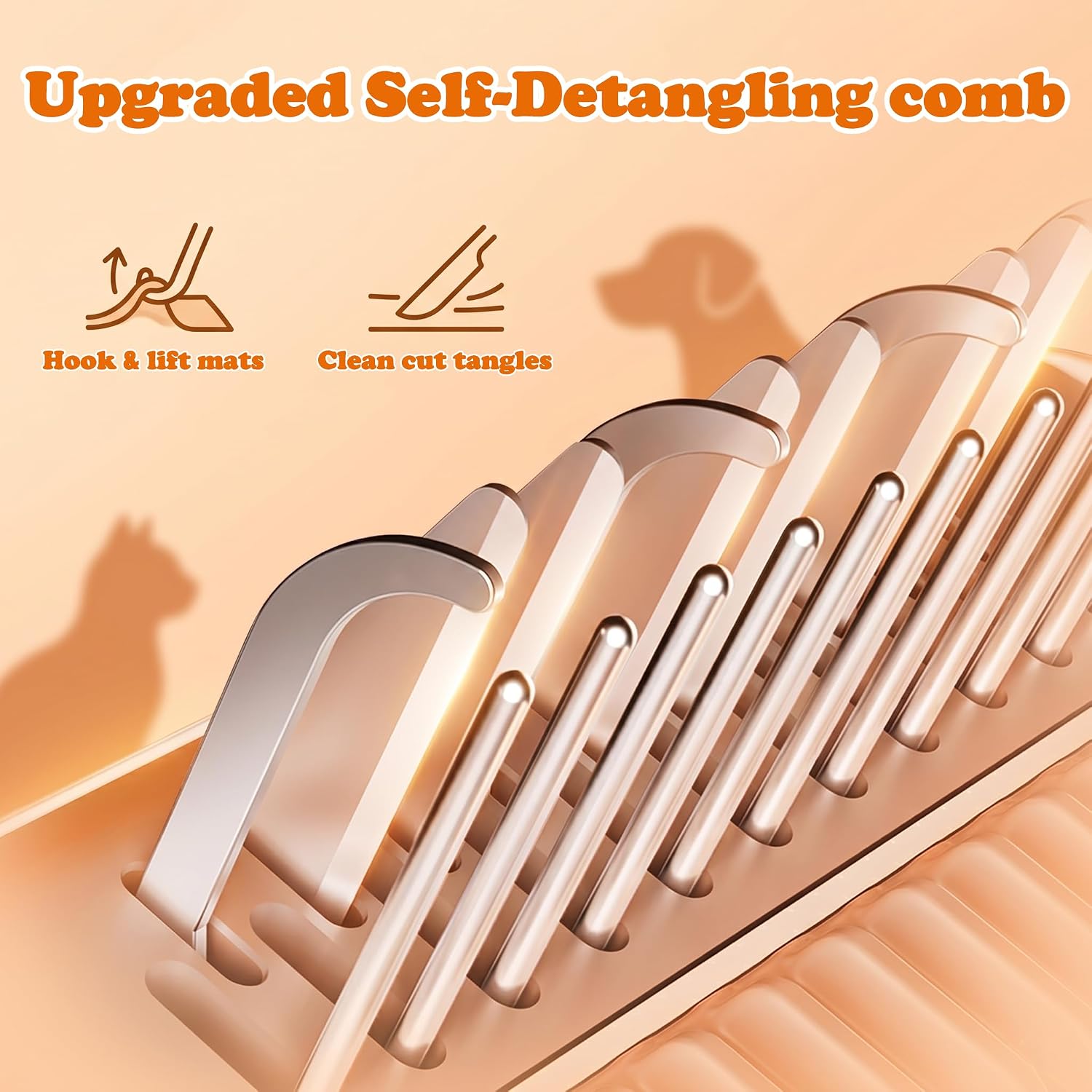 2-in-1 Pet Dematting Comb & Undercoat Rake, Self-Cleaning Deshedding Brush for Dogs & Cats, Safely Removes Mats, Tangles and Loose Fur for Long or Short Hair(White)