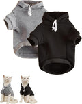 QWINEE Basic Dog Hoodie Sweatshirt Puppy Sweater Warm Cat Costumes Pet Clothes for Chihuahua Puppy Kitten Small Medium Dogs Black and Grey X-Small