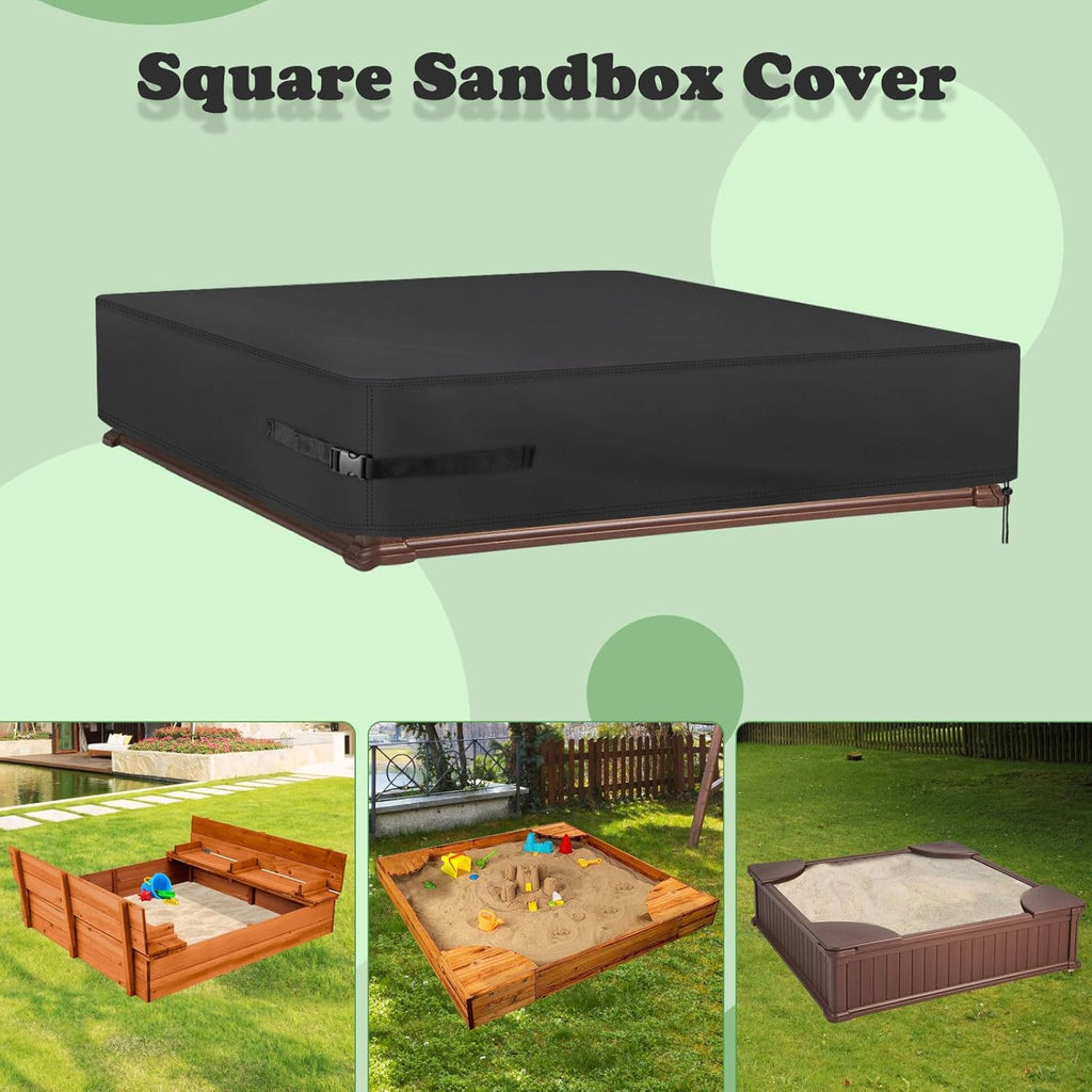 Kasla Waterproof Sandbox Cover, 80"×80"×8" | Heavy Duty, Weather Resistant, Sand Pit Cover for Outdoor Toddler's Large Sand Box for Sand Protection