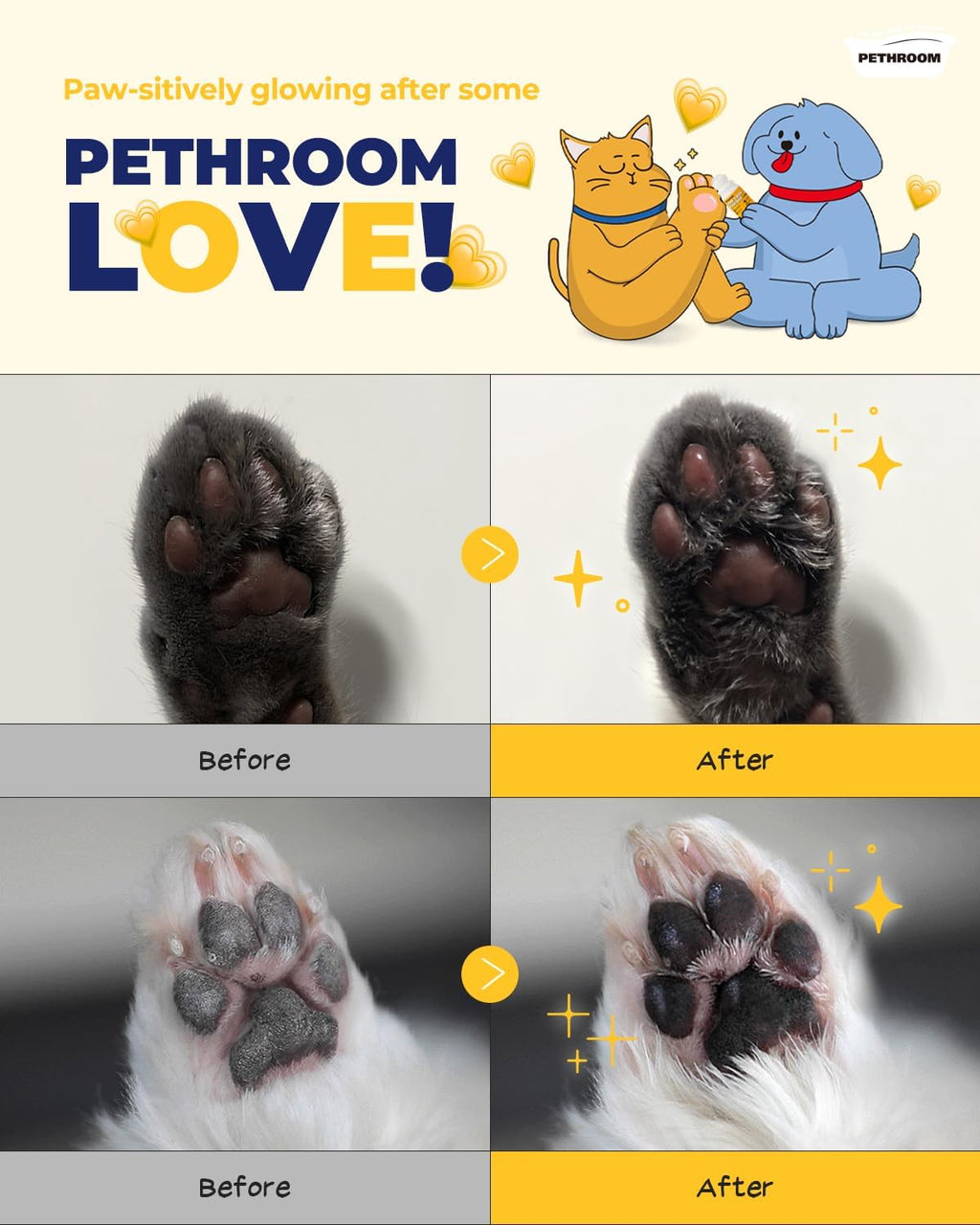 Roll-On Paw Balm for Dogs & Cats, Moisturizing Paw Protector