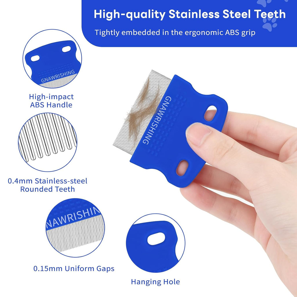 Flea Comb 4Pcs with High Strength Teeth Pet Tear Stain Remover Combs, Pet Dog Cat Grooming Comb Set Effective Float Hair Remover