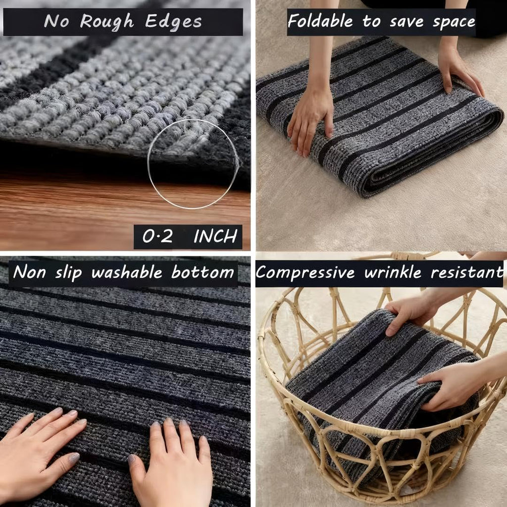 Dog Crate Mat 47"x32" Extra Thick Waterproof Non-Slip Kennel Pad | Absorbent Striped Design for Under Crate, Reusable & Washable Dog Mat for Crate