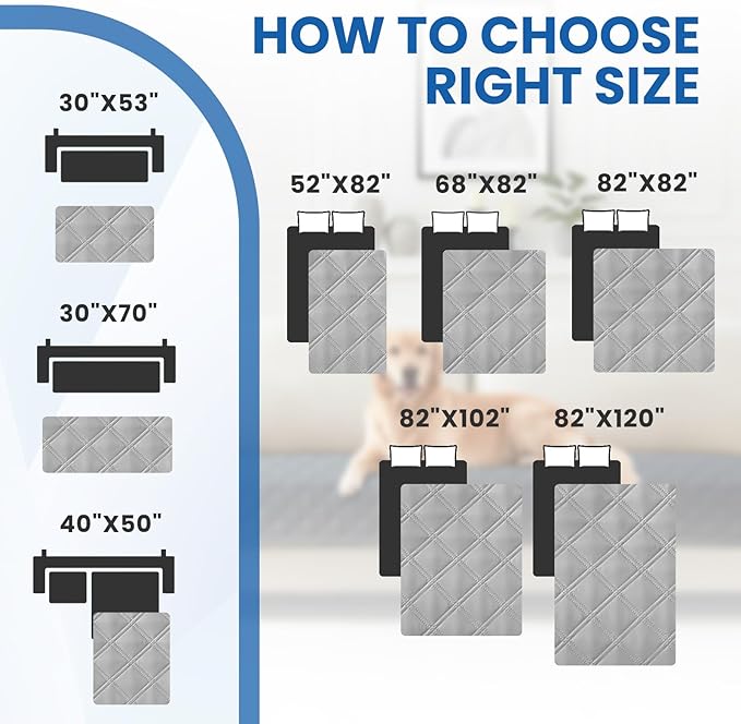 Waterproof Dog Bed Cover Pet Blanket, Soft Couch Cover for Dogs Washable, Non-Slip Dog Blanket Protect Furniture Couch Sofa Car for Puppy Large Dogs Cat (52x82 Inch, Light Grey)