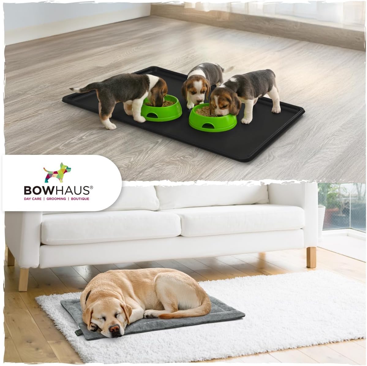 BOWHAUS Machine-Washable Dog Bed Pad & Tray for 36-Inch Kennel, Non-Slip Flat Cozy Sleeping Mat & Easy-Clean Plastic Replacement Crate Pan, Comfortable & Durable for Dogs, Rabbits, Cats, Various Pets