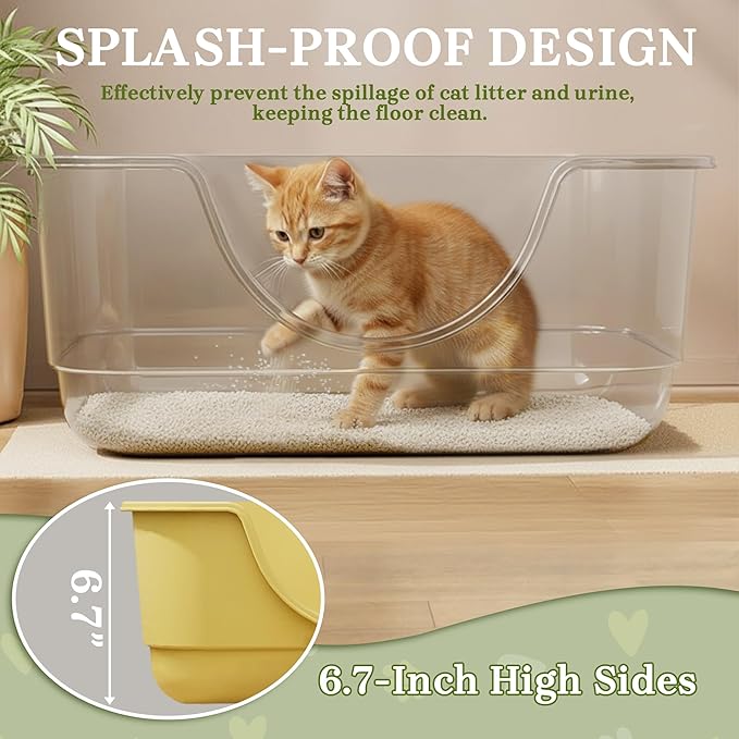 Low Entry Small Litter Box for Kittens, Kitty Plastic Litter Boxes, Open Top, Anti-Splash High Sided Litter Tray Pan for Medium Pets, Puppy, Easy to Clean, 15.7" L*11.8" W*6.7" H (Black)