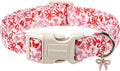 DOGWONG Cute Dog Collar, Pink Bow Pattern Dog Collar, Girl Female Dog Collars with Strong Plastic Buckle for Small Dogs,S