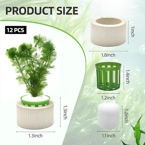 12 Pack Aquarium Plant Weights, Aquatic Plants Fixed Ring Set, Anti-Floating Ceramic Aquarium Plant Rings, Aquarium Landscape Decoration Fish Tank Accessories 1.8 x 1.3 Inch
