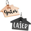 Ultra Joys Dog Tags Personalized for Pets - Hollow Paw Custom Pet ID Tag - Engraved Dog Tag for Small, Large Dogs - Large House in Black