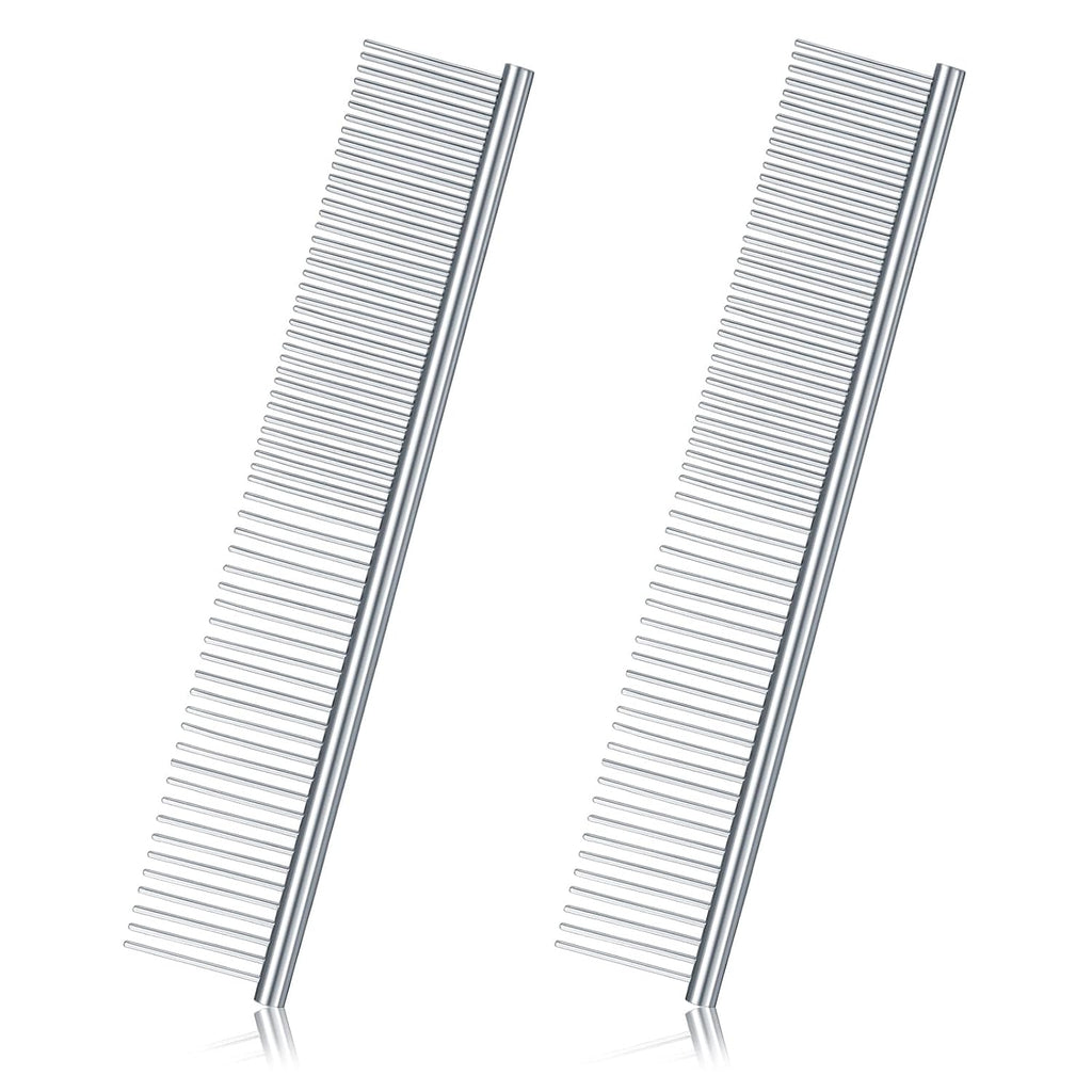 2 Pieces Macrame Comb and Tassel Brush Kit - Stainless Steel Combs for Pet Grooming, Macrame Fringe Cord and Supplies (Silver)