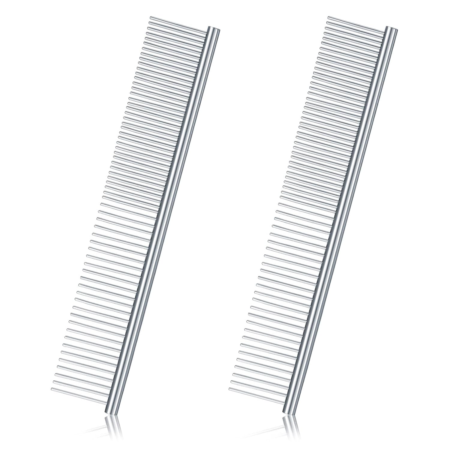 2 Pieces Macrame Comb and Tassel Brush Kit - Stainless Steel Combs for Pet Grooming, Macrame Fringe Cord and Supplies (Silver)
