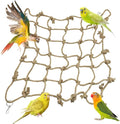Tfwadmx Natural Bird Rope Net, Large Size - 24''X24'' Parrot Swing Hammock, Bird Climbing Ladder Hanging Cage Perch Chew Toys for Budgies Macaw Conure Finch Cockatoo Budgie African Grey Parakeet