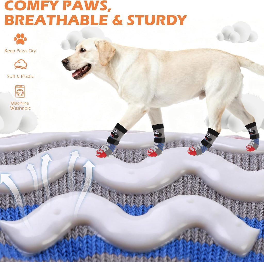 Dog Socks to Prevent Licking Paws with Grippers for Hardwood Floors Anti Slip, Cute Double Sides Dog Winter Shoes Booties Boots & Paw Protectors with for Small Medium Large Senior Dogs M