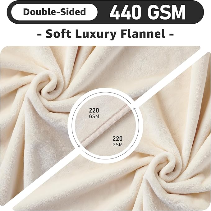 LOOBANI Waterproof Blanket for Bed: Reversible Soft Flannel Queen Bed Blanket 80" x 90", Waterproof Dog Blankets for Large Dogs, Spill-Proof Cover for Furniture Protection, Movie Time, Beige