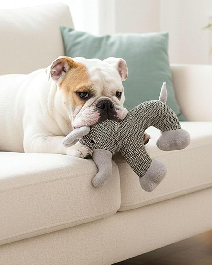 Linen Safari Companions - Linen Dog Toy, Chew-Resistant Natural Linens Squeaky Safari Animal for Small to Medium Dogs, Helps Reduce Destructive Chewing for Indoor Play and Boredom Relief (Dog)