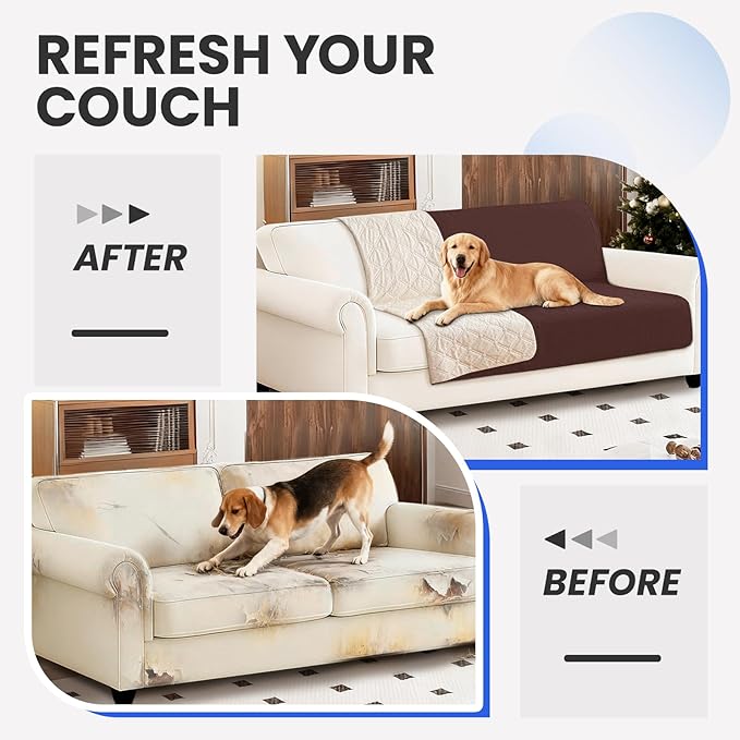 Waterproof Dog Bed Cover, Non-Slip Dog Blanket for Couch, Couch Covers for Dogs Washable, Pet Blanket for Furniture, Pet Bed Mat for Sofa, Car, Pet Supplies (82x82 Inch, Coffee)