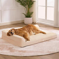 Dog Bed Large Sized Dogs, Orthopedic Dog Bed for Large Dogs, Waterproof Pet Bed with Washable Removable Cover, L-Shaped Pet Couch with Portable Handle 36"x27"x6.5", Beige