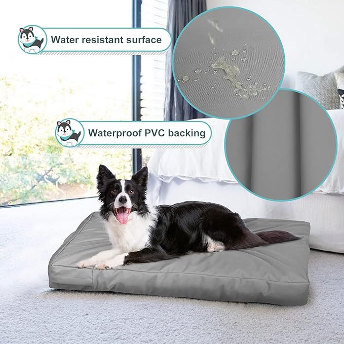 Explore Land Waterproof Dog Bed Cover Canvas Washable Dog Crate Pad Replacement Cover for 54 Inch Crate, 53Lx36Wx4H inch, Gray