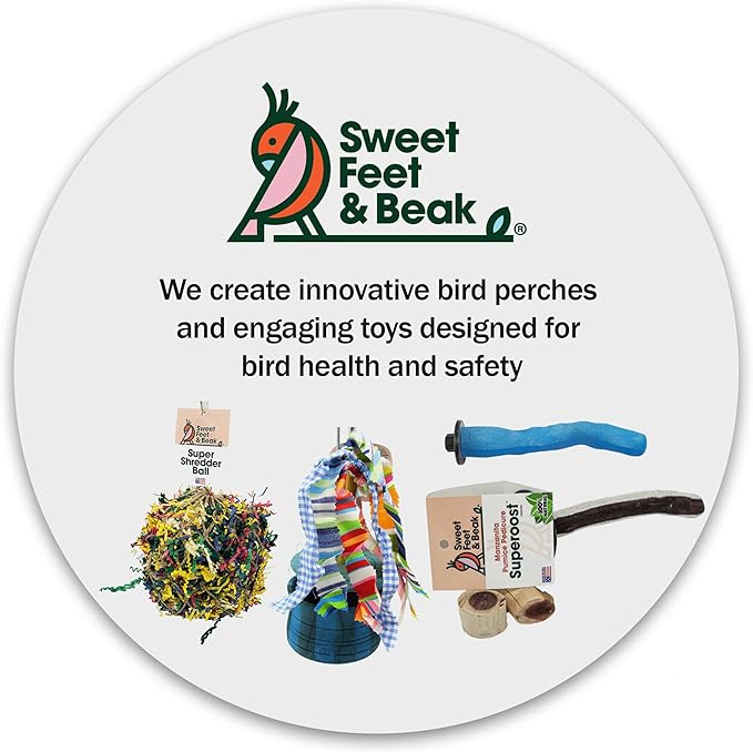 Sweet Feet and Beak Safety Pumice Perch - Trims Nails and Beak - Promotes Healthy Feet - Safe Non-Toxic Bird Supplies for Bird Cages - Small 8"