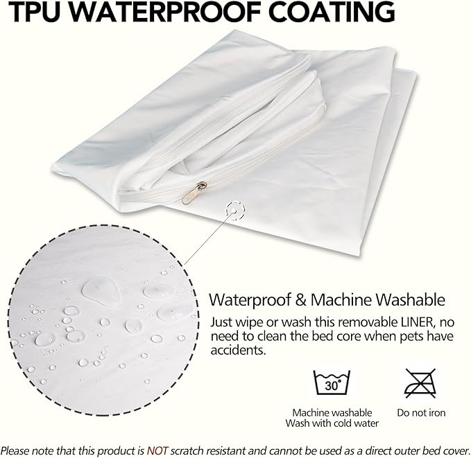 Waterproof Dog Bed Liner, Washable Replacement Cover Reusable Pet Pee Water Resistant Proof with Zipper, Liner Only 30x20 inch