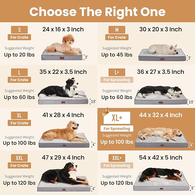 OhGeni Orthopedic Waterproof Dog Bed for Large Dogs, Machine-Washable Removable Cover in Easy-Clean Fabric, High Density Foam & Easy-Carry Handle, Wider and Larger, 44 inch (Pink)