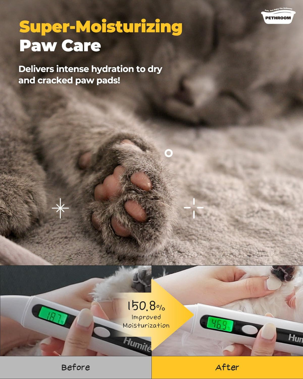 Roll-On Paw Balm for Dogs & Cats, Moisturizing Paw Protector