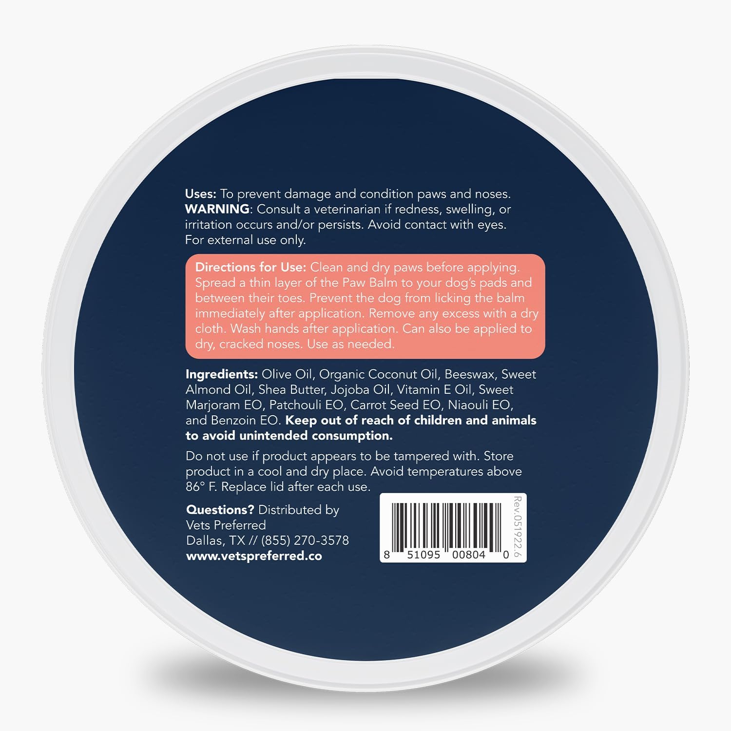 Dog Paw Balm & Nose Balm - Protects, Heals & Moisturizes, 2 oz | Soothes cracked paw pads & dry noses, beeswax, shea butter & vitamin E, safe if licked, made in USA