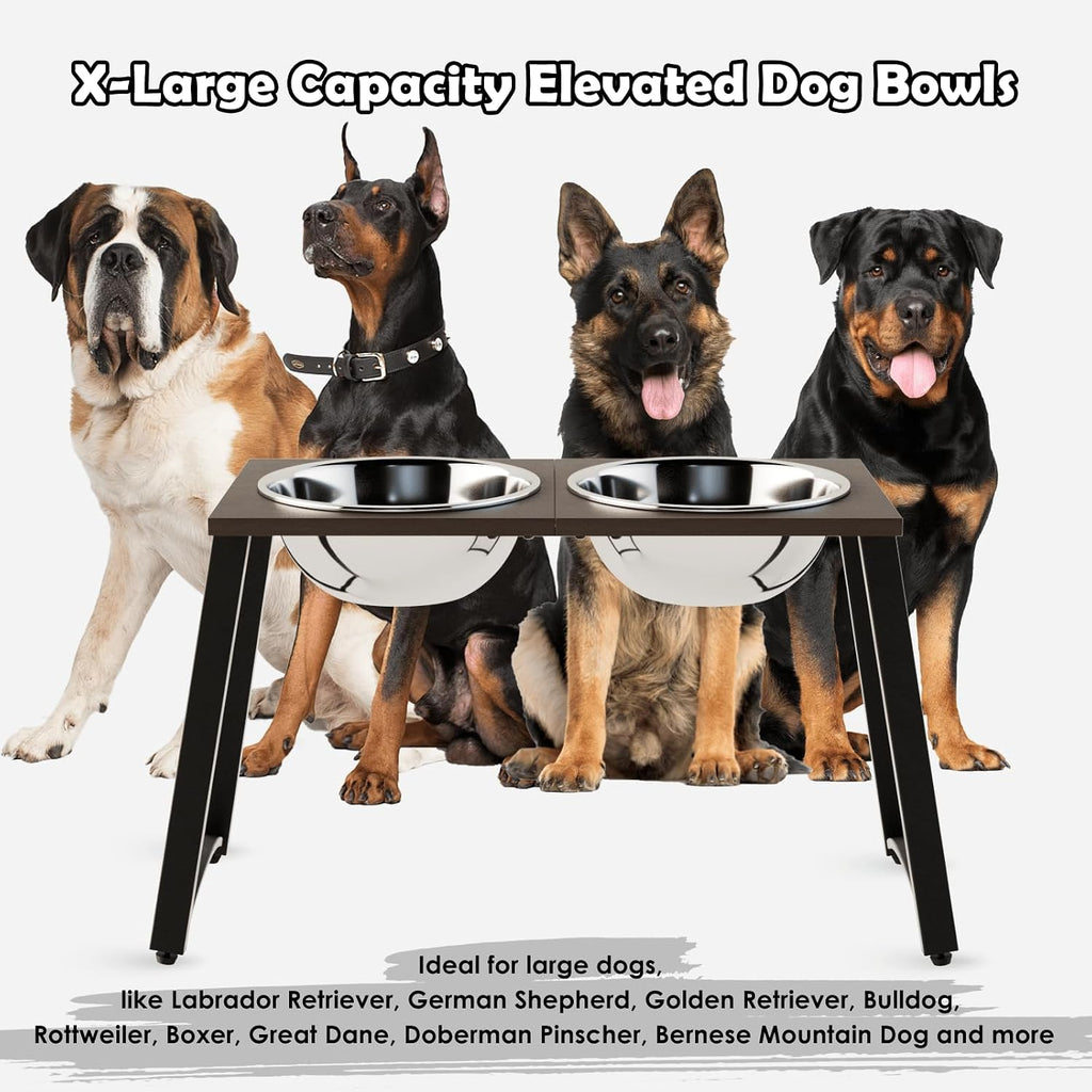 Elevated Dog Bowls for Large Dogs with Slow Feeder, 2 Stainless Steel Dog Bowls -101oz, 16.5" Tall Raised Dog Food Water Bowl Stand for Large Breed, Extra Large Dogs