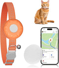 Cat Tracker, GPS Tracker for Cats, No Monthly Fee Pet Tracker for Cats Compatible with Apple Find My App (Only iOS), Real-Time Tracking, Smart Alerts, Up to 1-Year Battery, Waterproof
