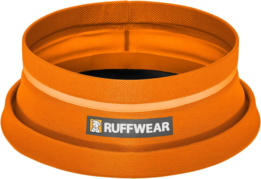 Ruffwear, Bivy Collapsible Dog Bowl, 60 fl oz, Salamander Orange, Medium | Waterproof Welded Single-Wall Fabric, Ultralight Portable Fold-Flat, Non-Slip Bottom, Accessory Loop, Reflective Trim, 1.8 L