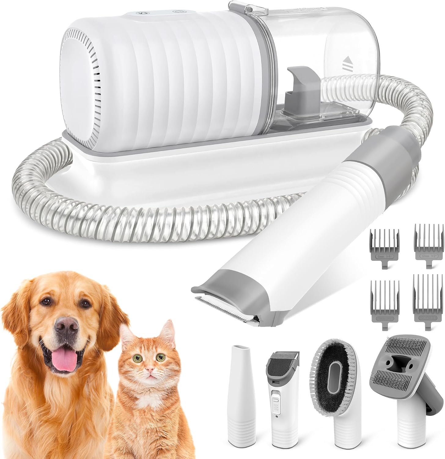 binROC 4-in-1 Dog Grooming Vacuum Kit for Pet Hair Shedding & Home Cleaning | 13000Pa Strong Suction, 3 Suction Settings, Grooming Brush, Cleaning & Crevice Tool, 4 Guard Combs, 1.5L Dust Cup