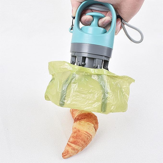 Quick Scoop Poop Scooper, Portable Dog Pooper Scooper, Easy Claw Pick up Tool for Dogs, Leak-Proof Waste Bag Holder for Outdoor Walks (Blue+Orange)