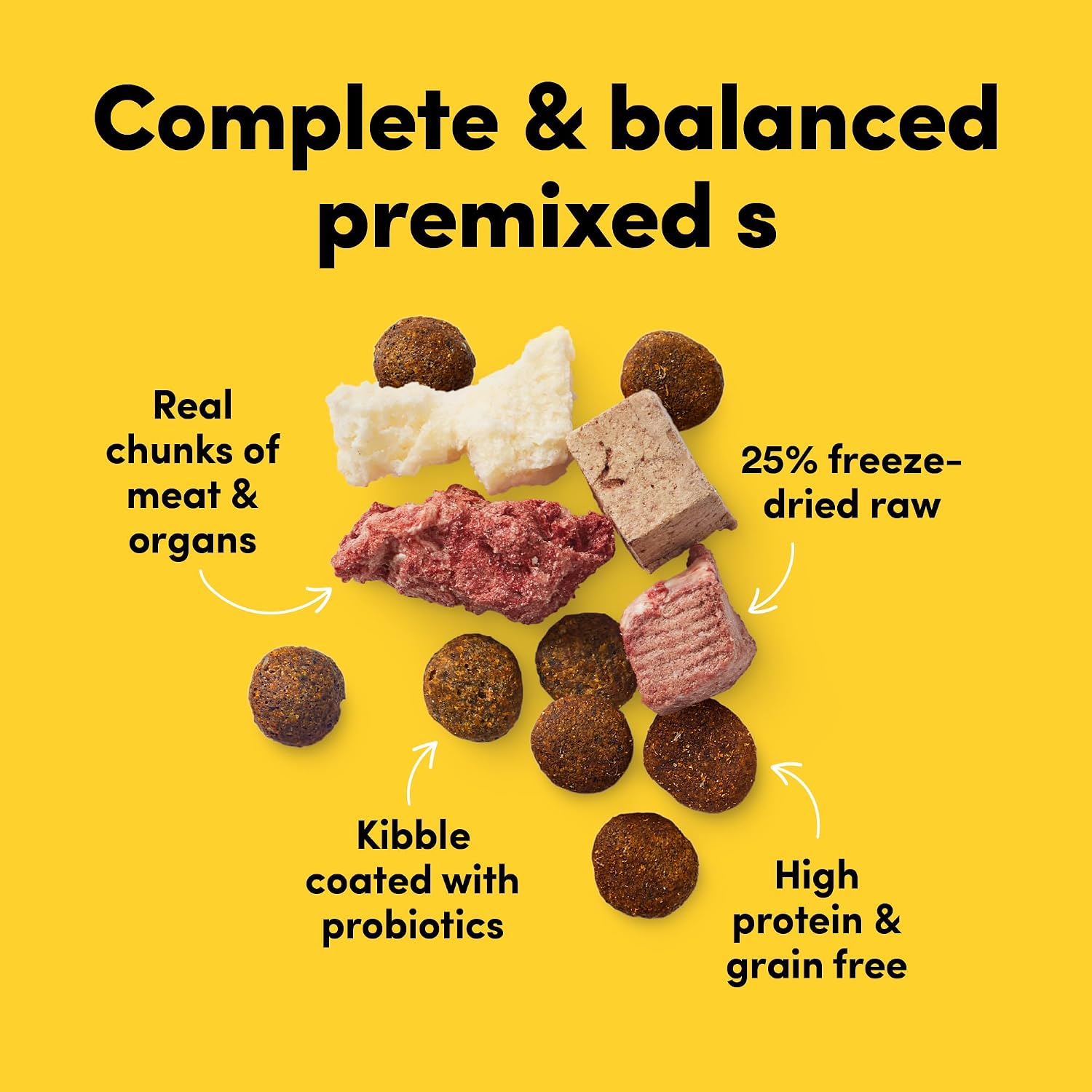 RawMix 25 Beef Freeze-Dried Dog Food, 2 lb | 25% Raw + Kibble, High Protein, Grain-Free, Organ-Rich, Made in the USA