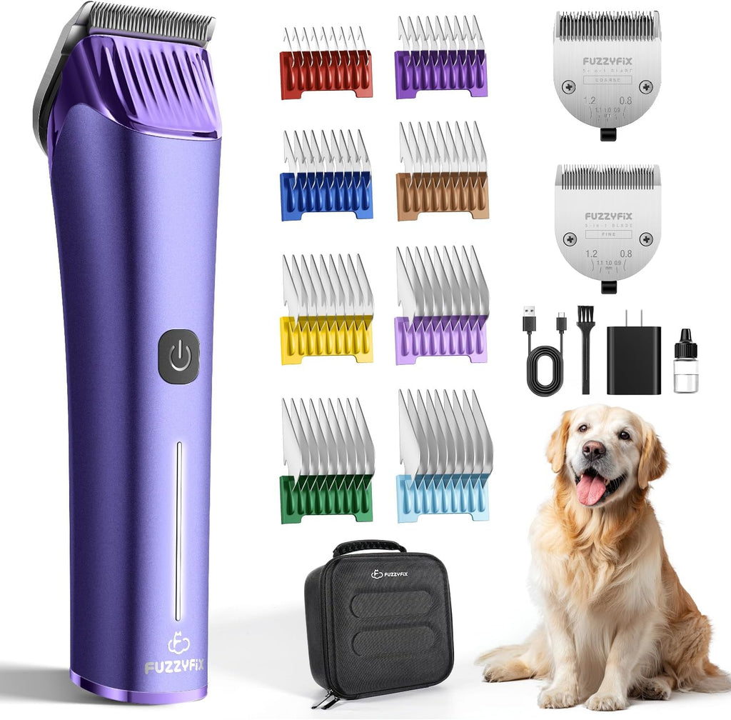 Professional Dog Grooming Clipper with Replacement Blade, 5-in-1 Adjustable Blade Cordless Pet Grooming Kit 2 Speed Rechargeable Trimmer Hair Shaver with Detachable Metal Combs Nova for Animal Horse