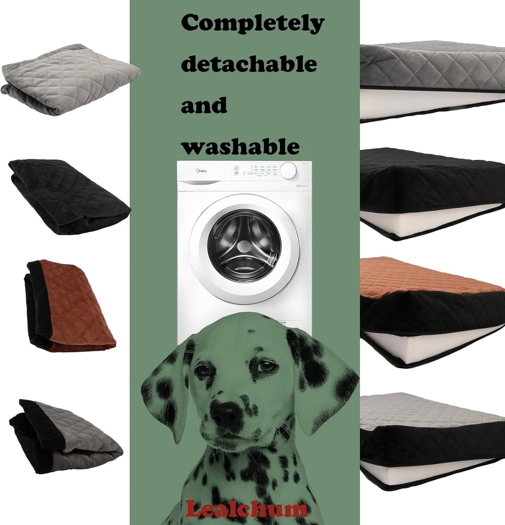 Lealchum Dog Car Seat Up to 55lb,2 Clip-On Safety Adjustable Leashs Car Dog Bed for 2 Small Dogs,Fully Detachable and Washable Pet Car Seat with 2 Storage Pockets,Easy to Install(Black/Grey, Large)