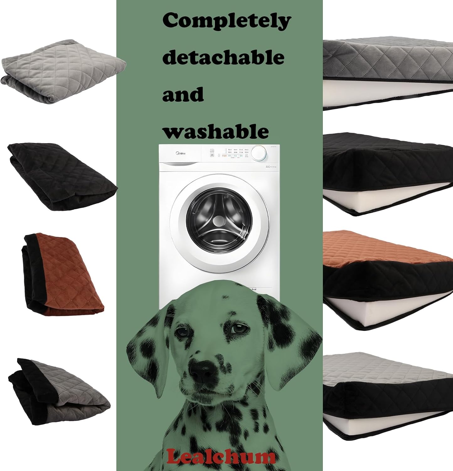 Lealchum Dog Car Seat Up to 55lb,2 Clip-On Safety Adjustable Leashs Car Dog Bed for 2 Small Dogs,Fully Detachable and Washable Pet Car Seat with 2 Storage Pockets,Easy to Install(Black/Grey, Large)