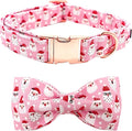 Dog Collar, Christmas Pink Santa Claus Cotton Pet Collar Bow Holiday Girl Boy Cute Puppy Collar Adjustable Pet Collar for Medium Dogs