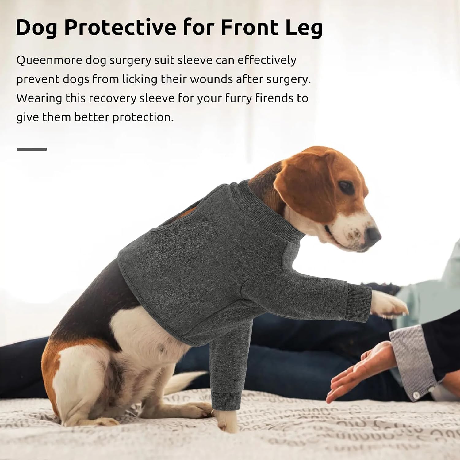 Dog Leg Sleeve to Stop Licking, Alternative to Cone of Shame, After Surgery Dog Elbow Protector with Magic Tapes, Recovery Suit for Dogs Anti-Lick Wounds Sleeves, Grey, S