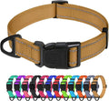 TagME Reflective Nylon Dog Collars, Adjustable Classic Collar with Quick Release Buckle for Small Dogs, Khaki, 3/4" Width