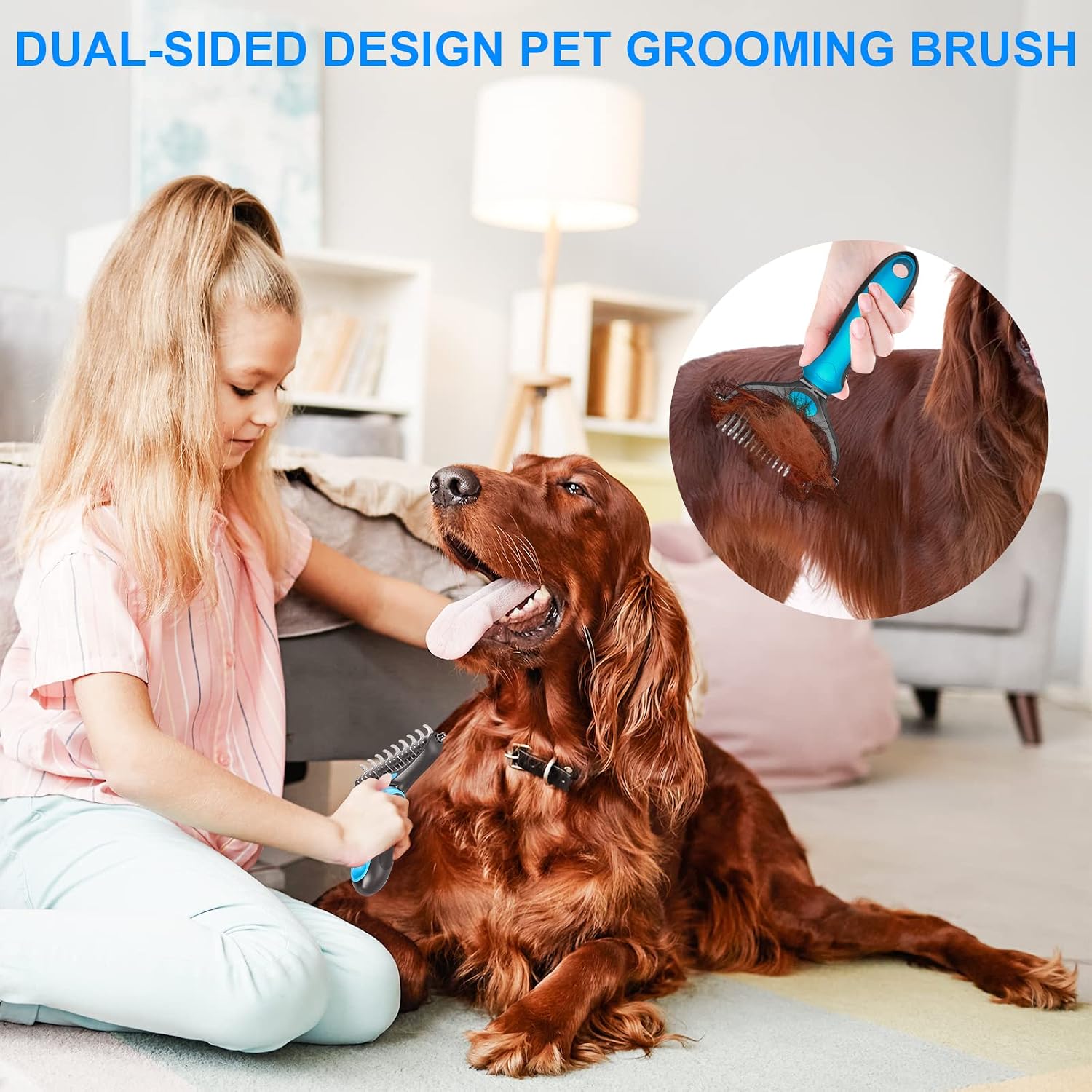 Pet Grooming Brush Dog Grooming Rakes Tool for Mats & Tangles Removing