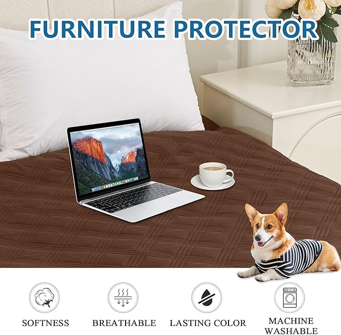 hyha Waterproof Dog Blanket, Reversible Pet Bed Blanket, Soft Sofa Couch Cover for Dogs Washable, Waterproof Pet Couch Covers for Sofa Puppy Cats Furniture Protector(40"x70", Brown/Brown)